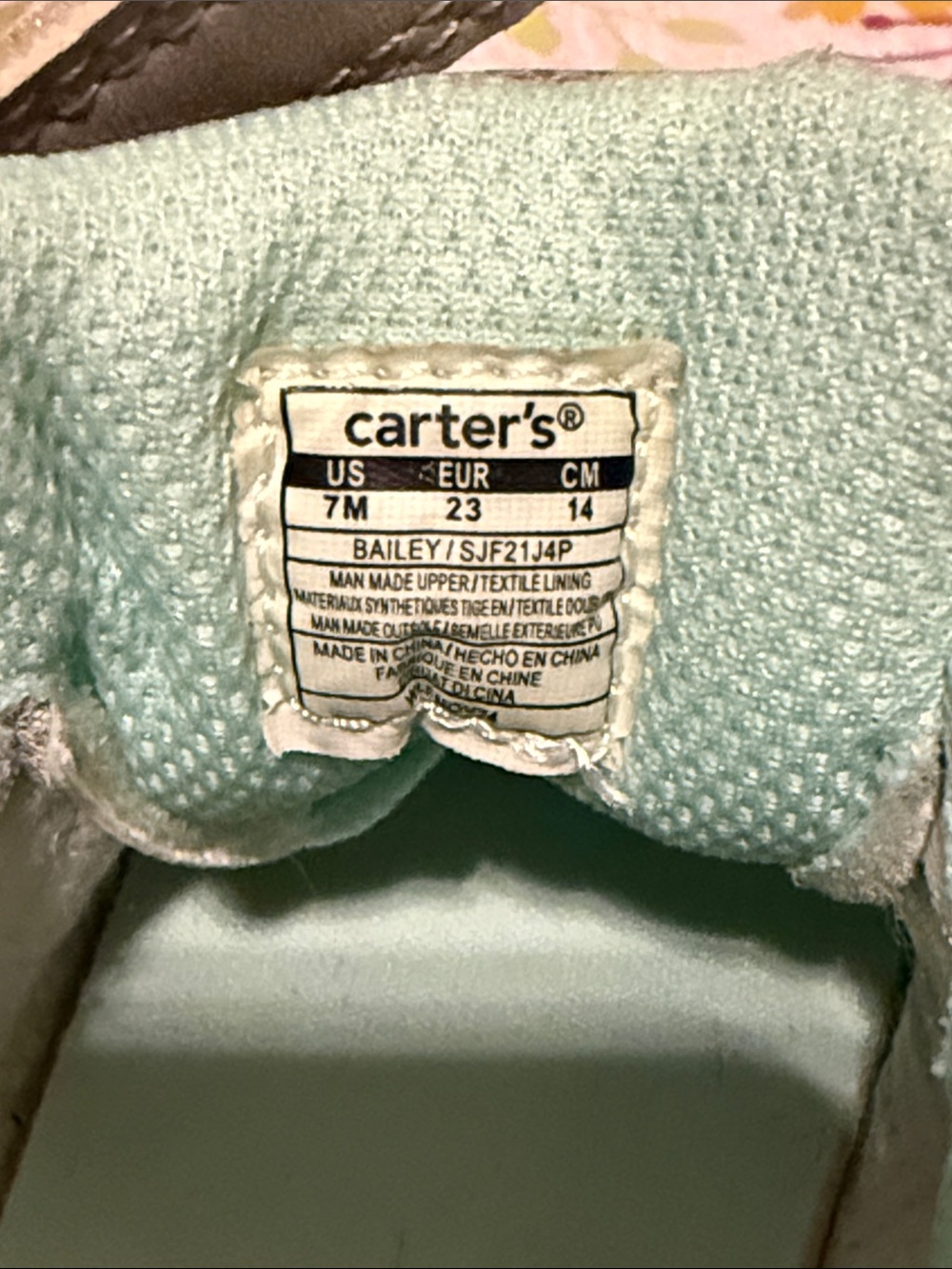 Carter’s Gray and Mint Slip-On Sneakers for Little Girls - Picture 6 of 6